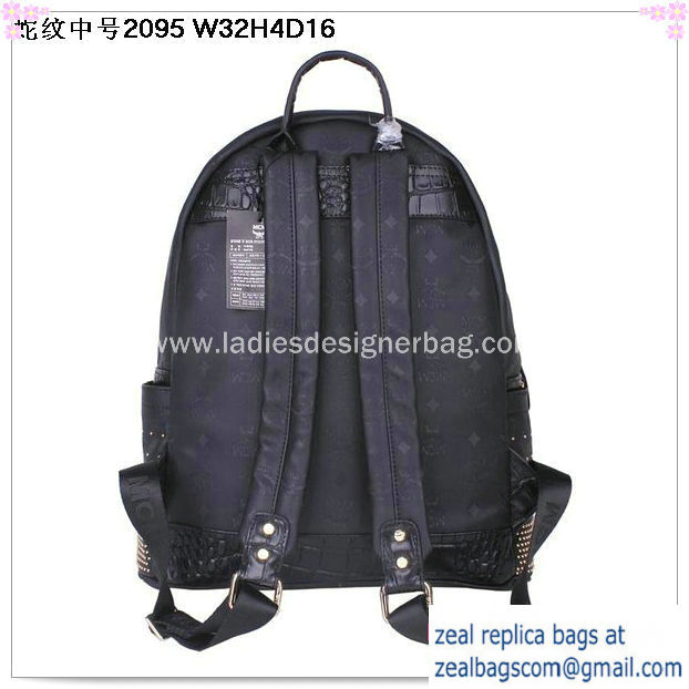 High Quality Replica MCM Armour Medium Backpack Snake Leather MC2095 Black - Click Image to Close